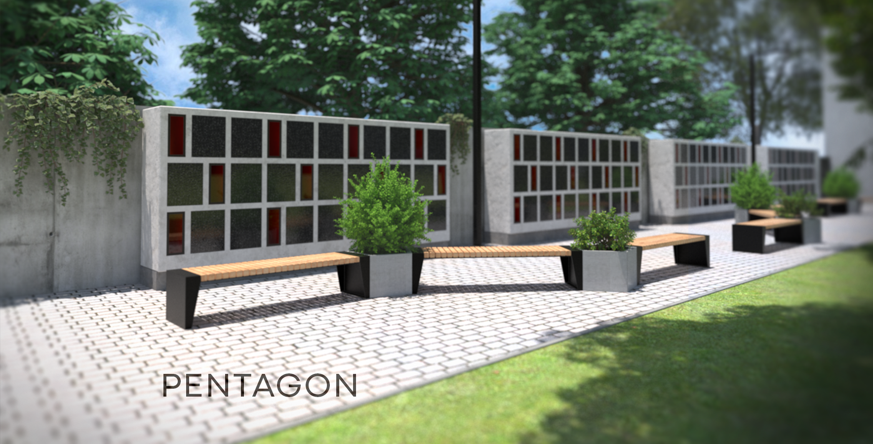 Vizualizace, lavička Pentagon